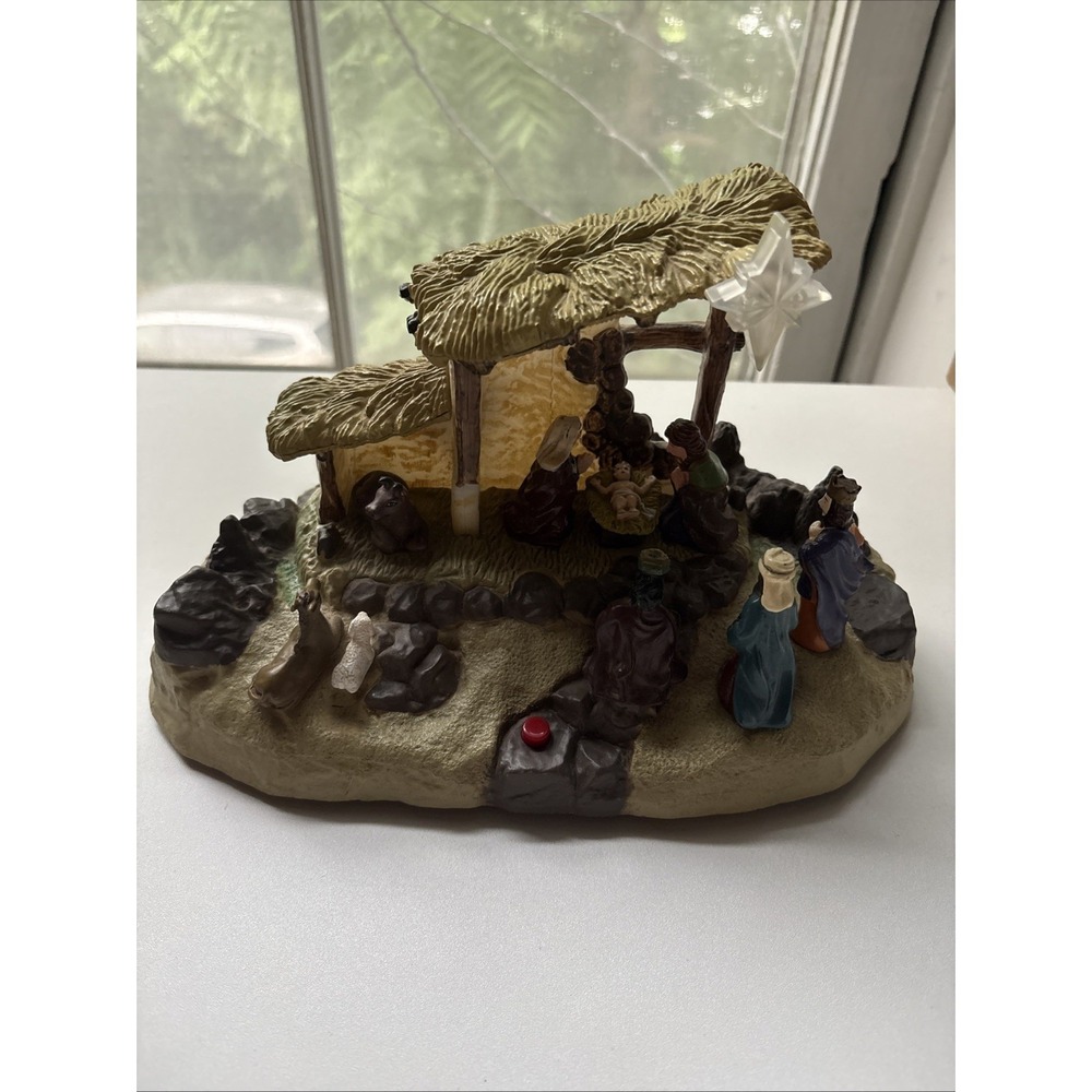 Gemmy Nativity Scene LIghts-Up Musically Narrated Birth of Jesus Christmas WORKS